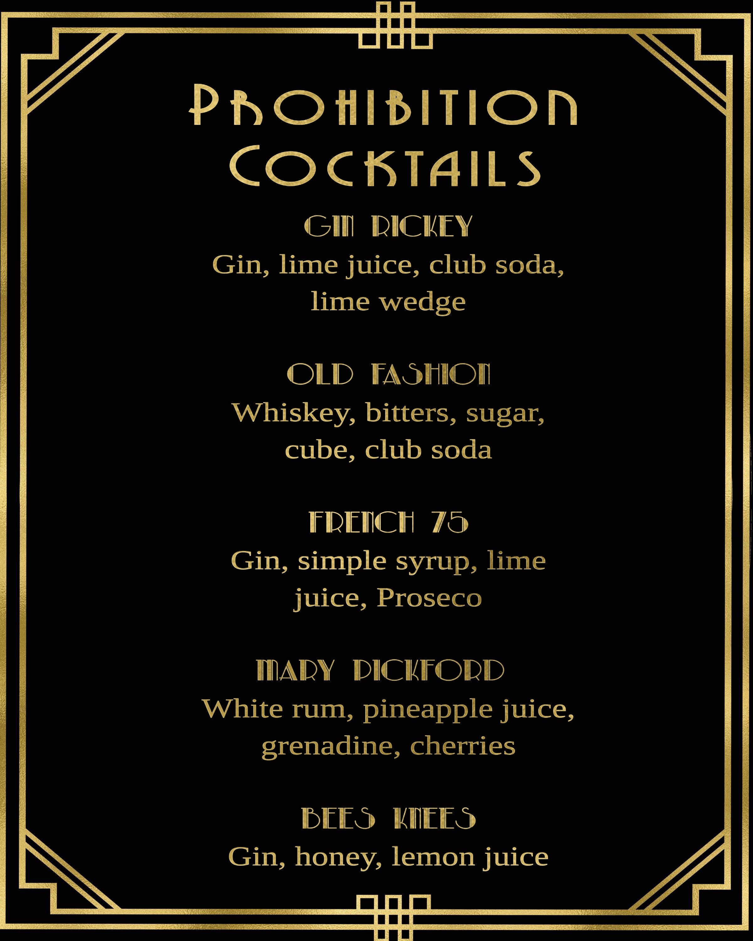 1920s Art Deco Bar Menu Sign: Roaring 20s Cocktail Party Template - Etsy UK