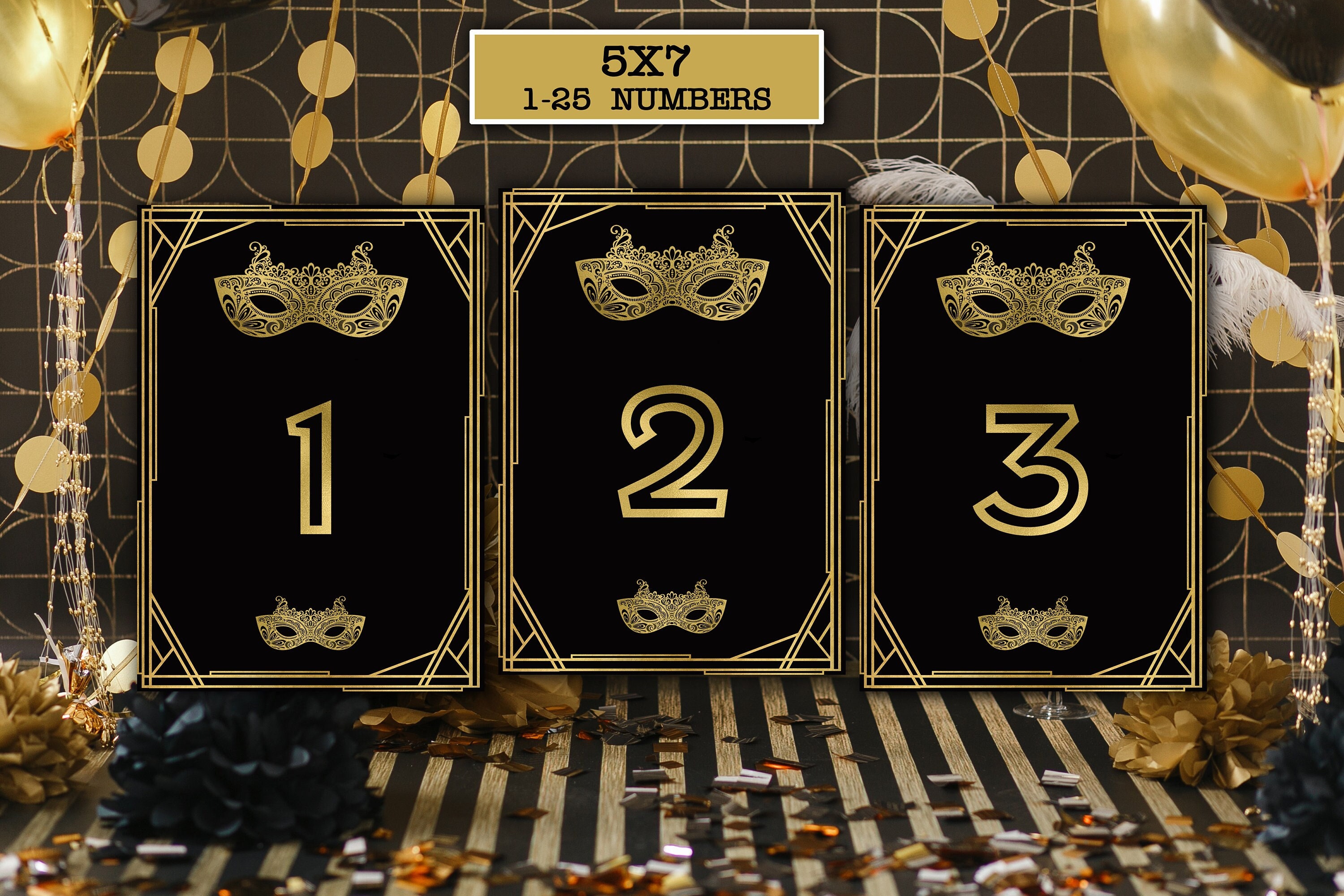 Masquerade party table numbers made in 5x7 size Masquerade Ball Table decoration Masquerade tanle decorations Masquerade
