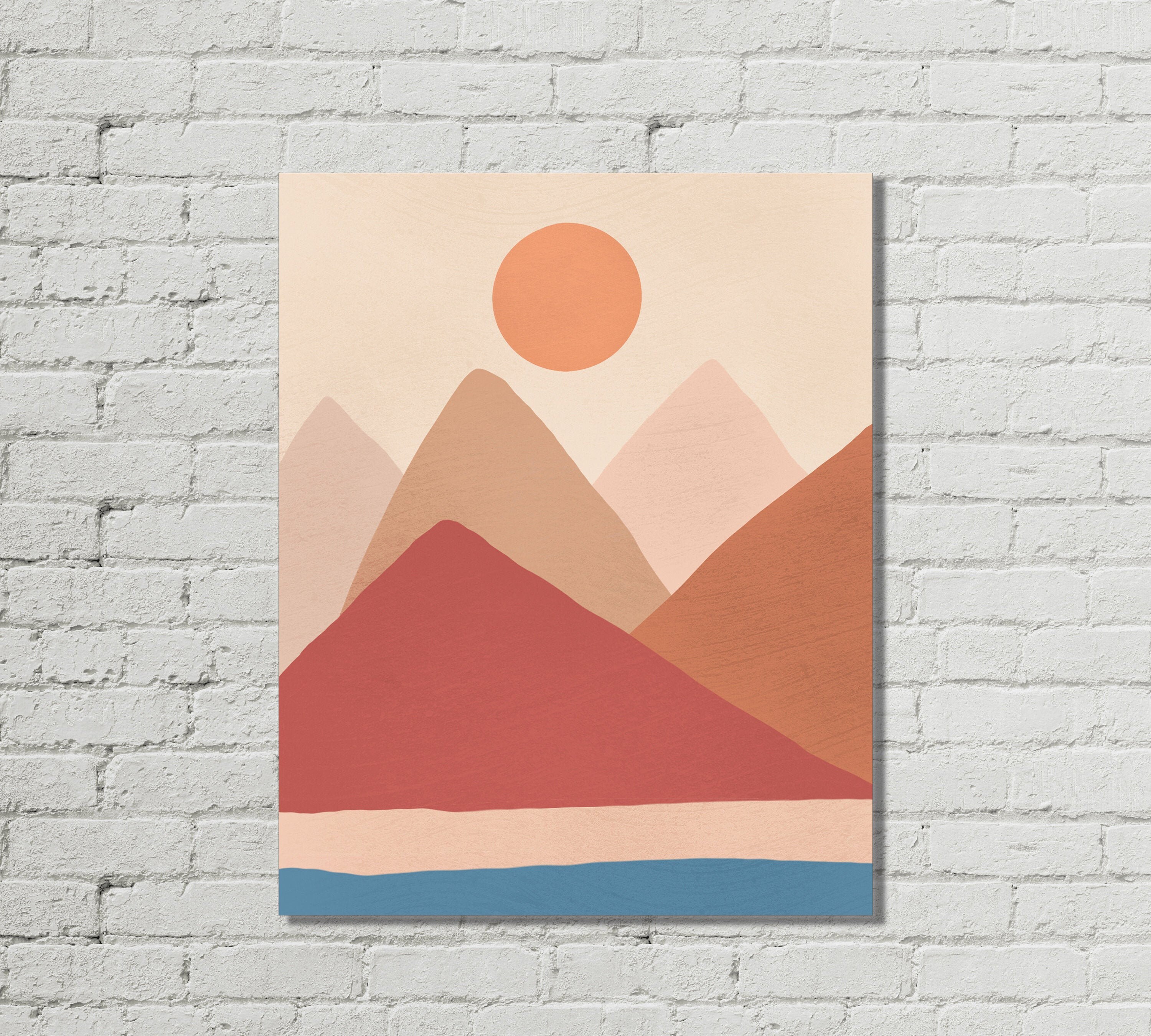 Boho Abstract Mountain Print Sunshine print Boho Poster Etsy
