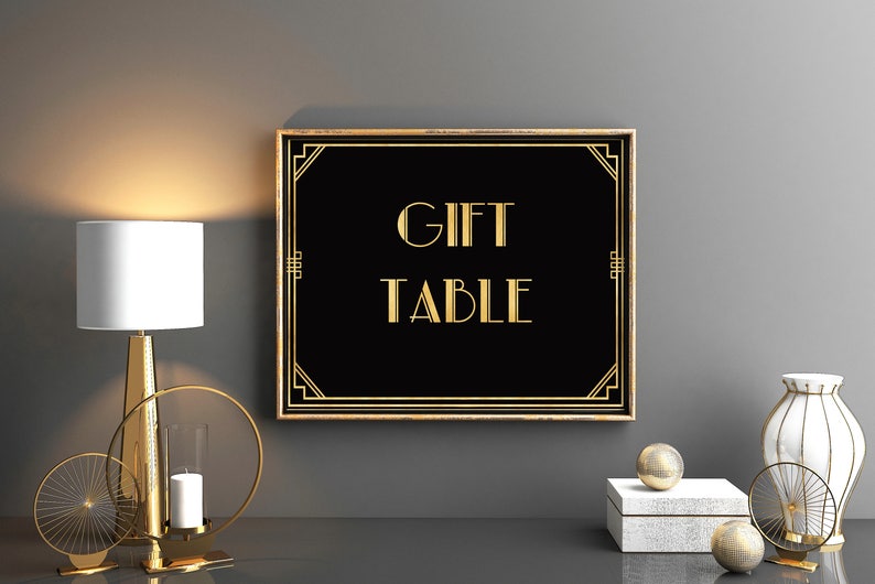 The Great Gatsby Decoration Gift Table Sign Gold And Black Party Decor Great Gatsby Sign Roaring Twenties Party Sign Gatsby Decorations