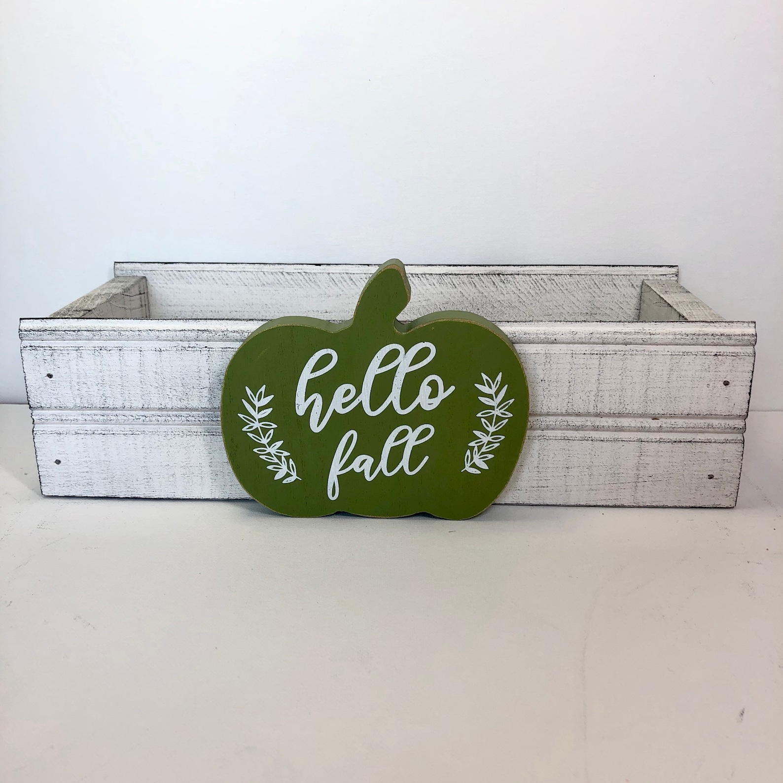 Hello Fall Pumpkin Wood Crate Box Farmhouse Decor Table Etsy