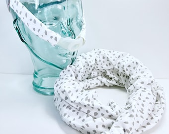 100% ORGANIC COTTON, CPAP Hose or Cheek Strap Cover, Insulating Tubing Sleeve, Wrap Pads, Headgear Cushion, Face Mask Liner, Gray Pebble
