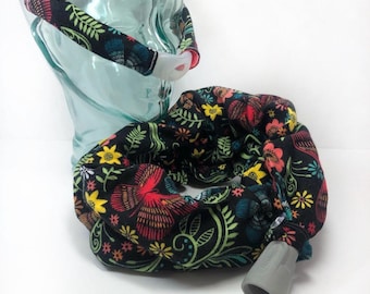 Butterflies at Night CPAP Hose AND/OR Cheek Strap Covers, Insulating Tubing Sleeve Wrap Pad, Headgear Face Mask Liner, Black Cats, Flannel