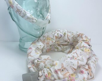 100% COTTON, Sweet Bunny Rabbits, CPAP Hose or Cheek Strap Covers, Insulating Tubing Sleeve, Wrap Pads, Headgear Cushion, Face Mask Liner