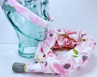 Watercolor Pink Floral - CPAP Hose OR Cheek Strap Covers, Insulating Tubing Sleeve Wrap, Pads, Headgear Cushion, Face Mask Liner, Flannel