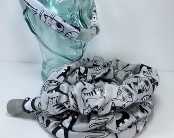 Gray Cats - CPAP Hose OR Cheek Strap Covers, Insulating Tubing Sleeve Wrap, Pads, Headgear Cushion, Face Mask Liner, Flannel