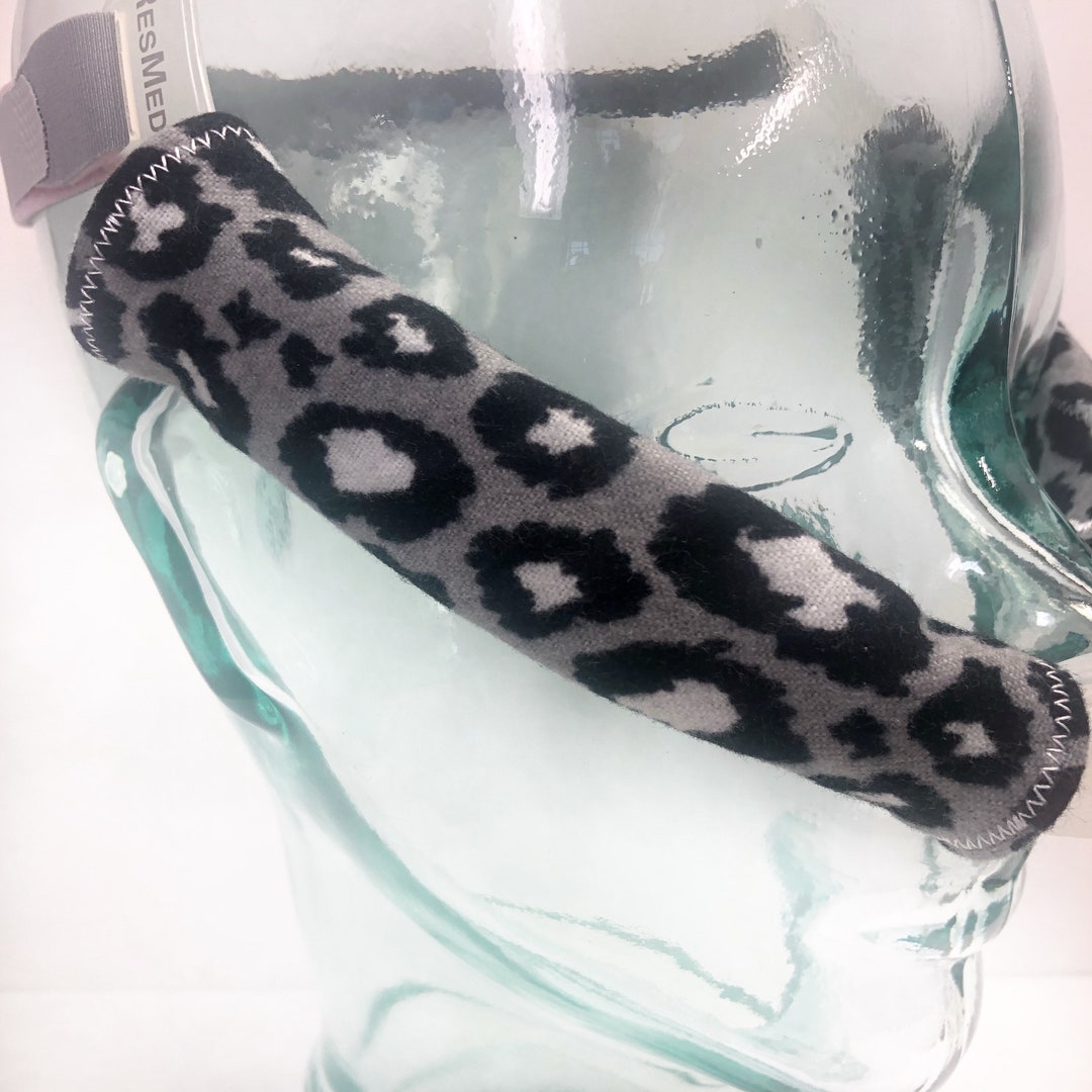 LEOPARD Gray Flannel CPAP Cheek Strap Covers, Cheekers, Bipap, Apap ...