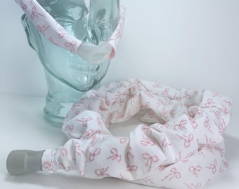 100% COTTON, Pink Bows, CPAP Hose or Cheek Strap Covers, Insulating Tubing Sleeve, Wrap Pads, Headgear Cushion, Face Mask Liner