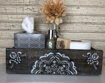 FREE SHIPPING, Medallion, Farmhouse Style Crate, Farmhouse Decor, Table Centerpiece,Back of the Toilet, Mason Jar Crate, Wood Box, Mandala