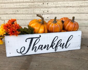 Thankful, Farmhouse Thanksgiving Table Centerpiece Base, Rustic Wood Tray, Mason Jar Crate, Fall Porch Decor, Paper Plate Caddy Box Bin