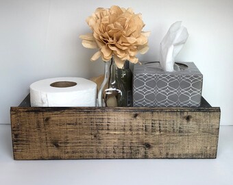 Mason Jar Wood Box, Farmhouse Organization, Farmhouse Style Decor, Table Centerpiece Base, Kitchen Pantry Storage, Back of Toilet, Med Stain