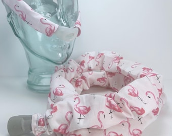 100% COTTON, Flirty Flamingos, CPAP Hose or Cheek Strap Covers, Insulating Tubing Sleeve, Wrap Pads, Headgear Cushion, Face Mask Liner