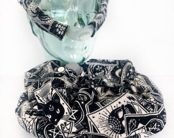 Tarot Cards, CPAP Hose AND/OR Cheek Strap Covers, Insulating Tubing Sleeve, Wrap Pads, Headgear Cushion Face Mask Liner, Black Cats, Flannel