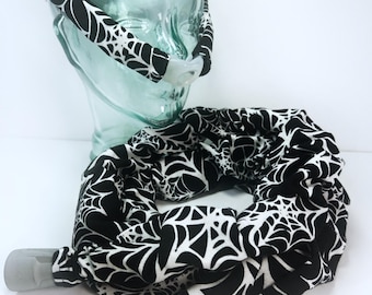 Glow In Dark Spider Web, Halloween, CPAP Hose and Cheek Strap Cover, Insulating Tubing Sleeve, Headgear Cushion, Face Mask Liner, Flannel