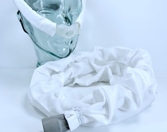 100% ORGANIC COTTON, CPAP Hose or Cheek Strap Cover, Insulating Tubing Sleeve, Wrap Pads, Headgear Cushion, Face Mask Liner, Solid White