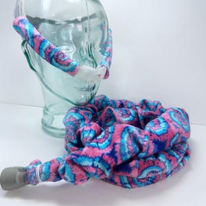 Pink Tie Dye Swirl, CPAP Hose or Cheek Strap Cover, Insulating Tubing Sleeve, Wrap Pads, Headgear Cushion, Face Mask Liner, Flannel