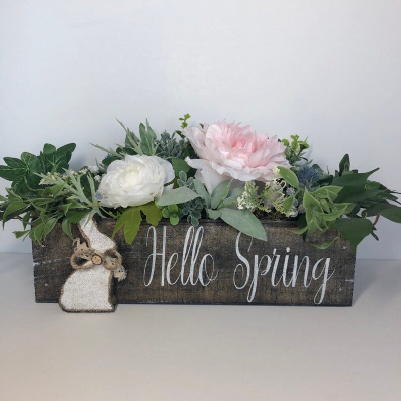 Hello Spring Farmhouse Style Wood Crate, Storage Box, Mason Jar Crate ...