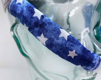 100% Cotton CPAP Cheek Strap Covers, Line Reducing Face Mask Skin Protector, Headgear Liner Cushions Pad Sleeve Wrap, Blue and White Stars