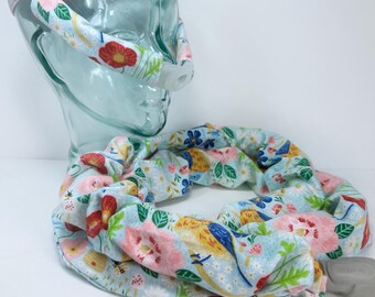 Blue Birds Bees Floral - CPAP Hose and Cheek Strap Covers, Insulating Tubing Sleeve Wrap, Headgear Cushion, Face Mask Liner Padding, Flannel