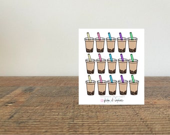 Boba Bubble Tea Planner Stickers - 15 per sheet