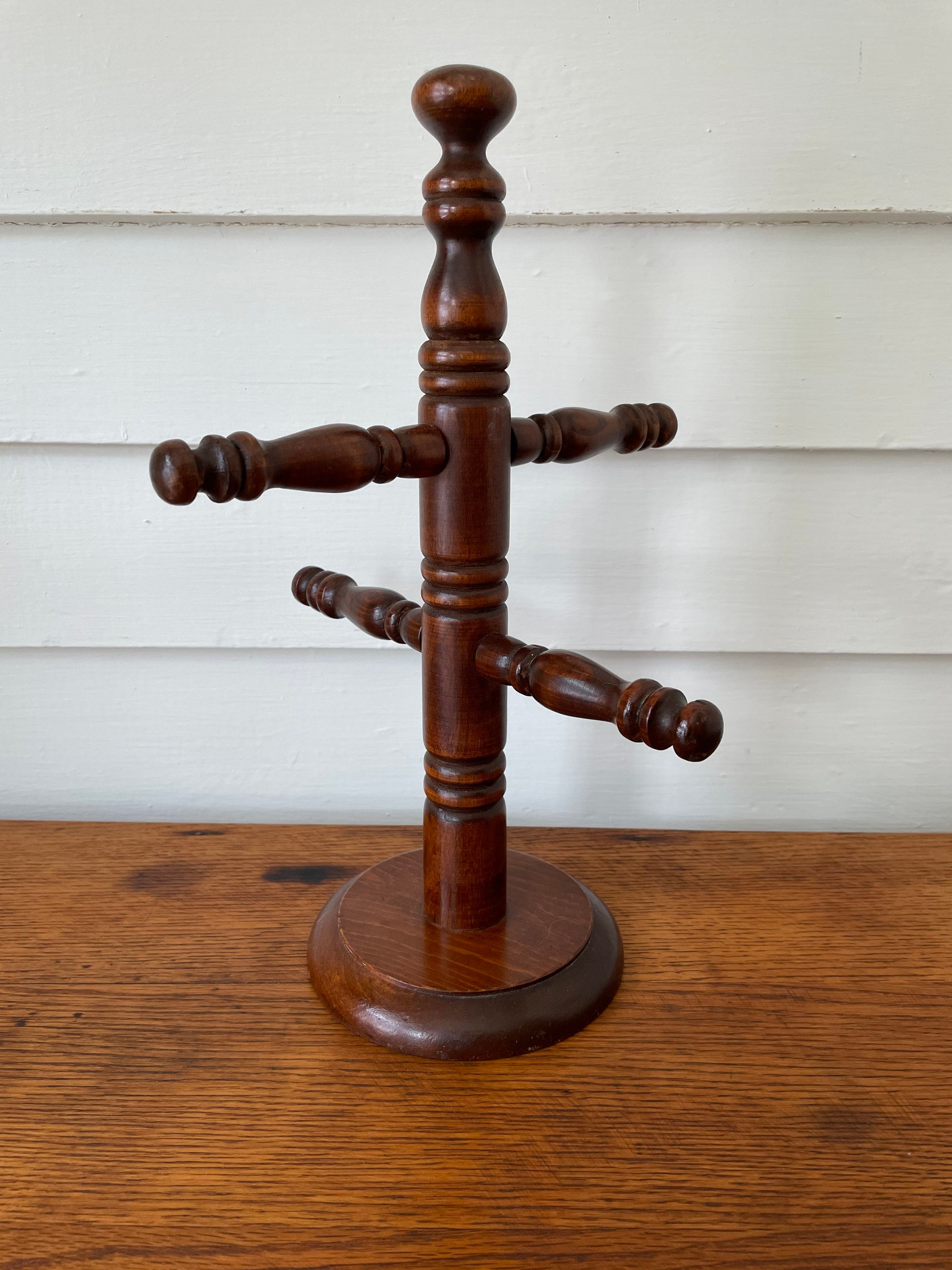 Wood Mug Rack Stand Tree Vintage Kitchen Storage 4 Mug Holder Etsy