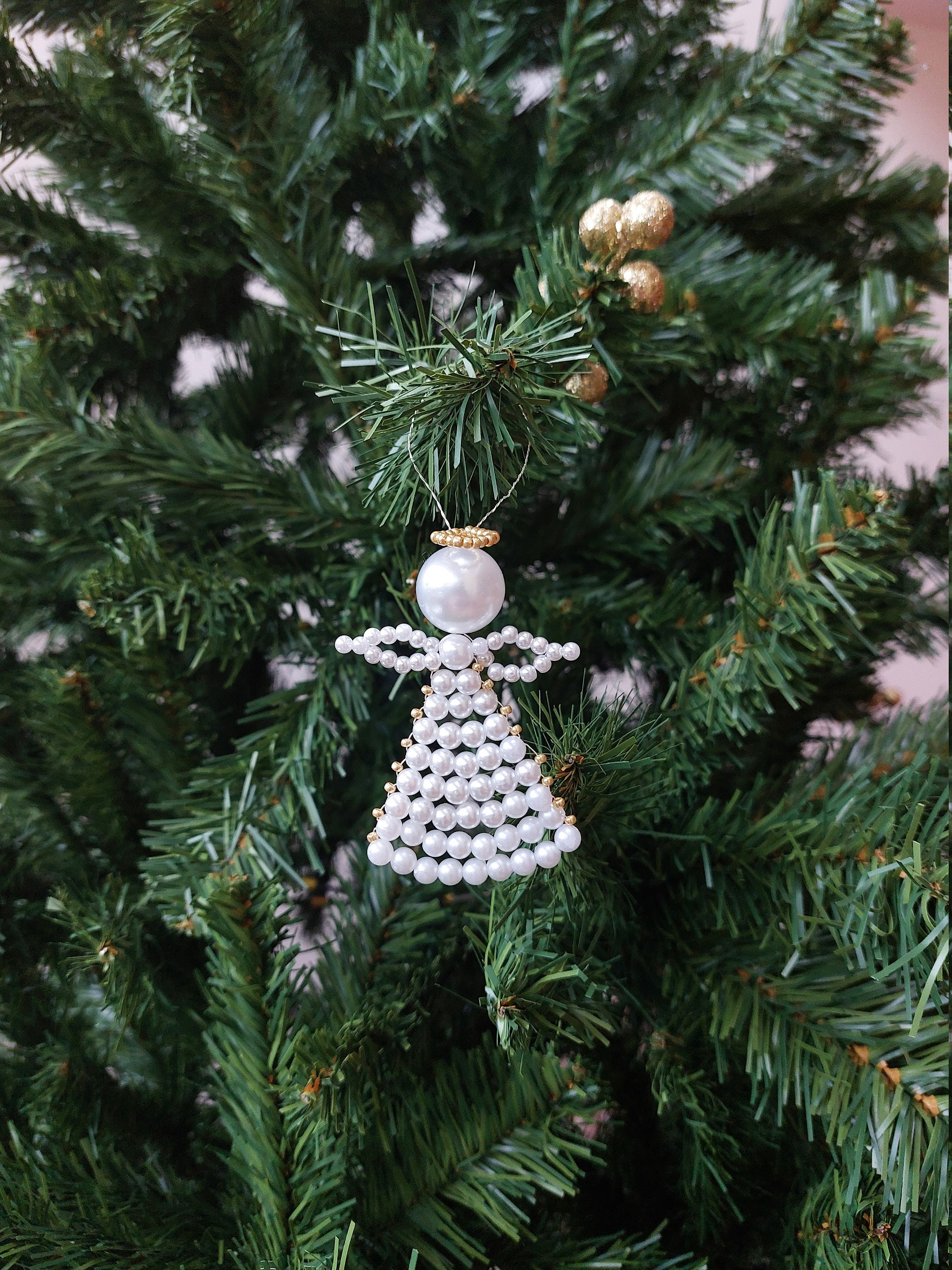 Retro Christmas Tree Decoration - Pearl Angel Hair