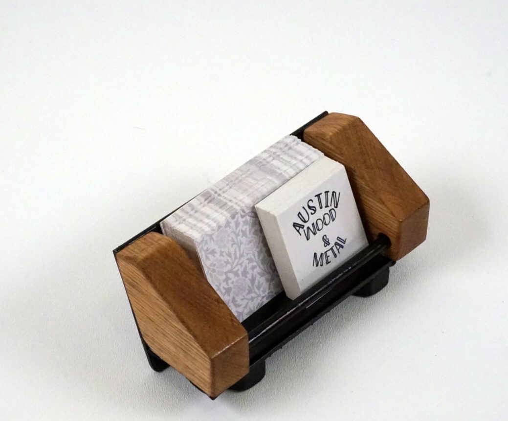 Handmade Business Card Holder Industrial Wood and Metal Etsy