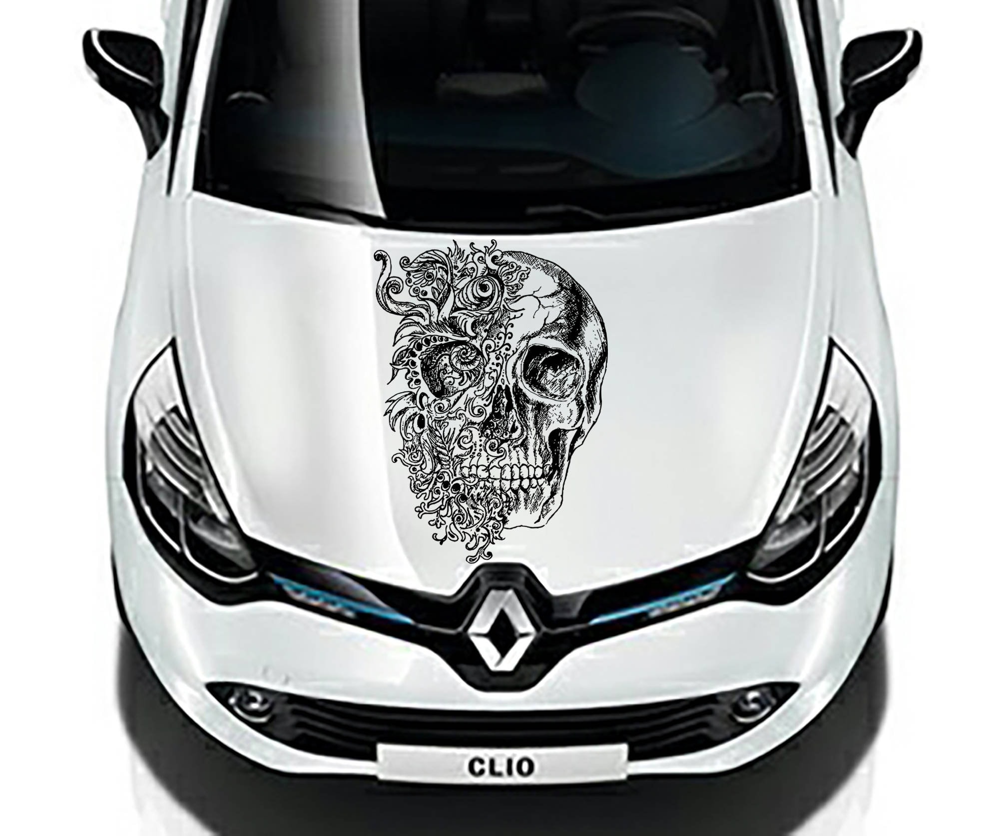 Skull car hood decal flowers car hood decal Skull Car Decals Skull Car Truc...