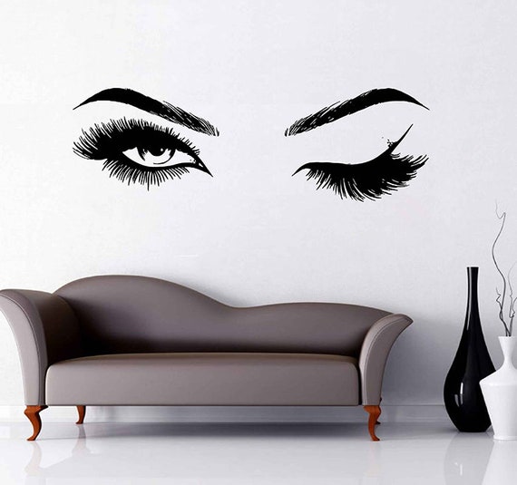eyes wall decals eyelashes wall sticker make up wall decal | etsy