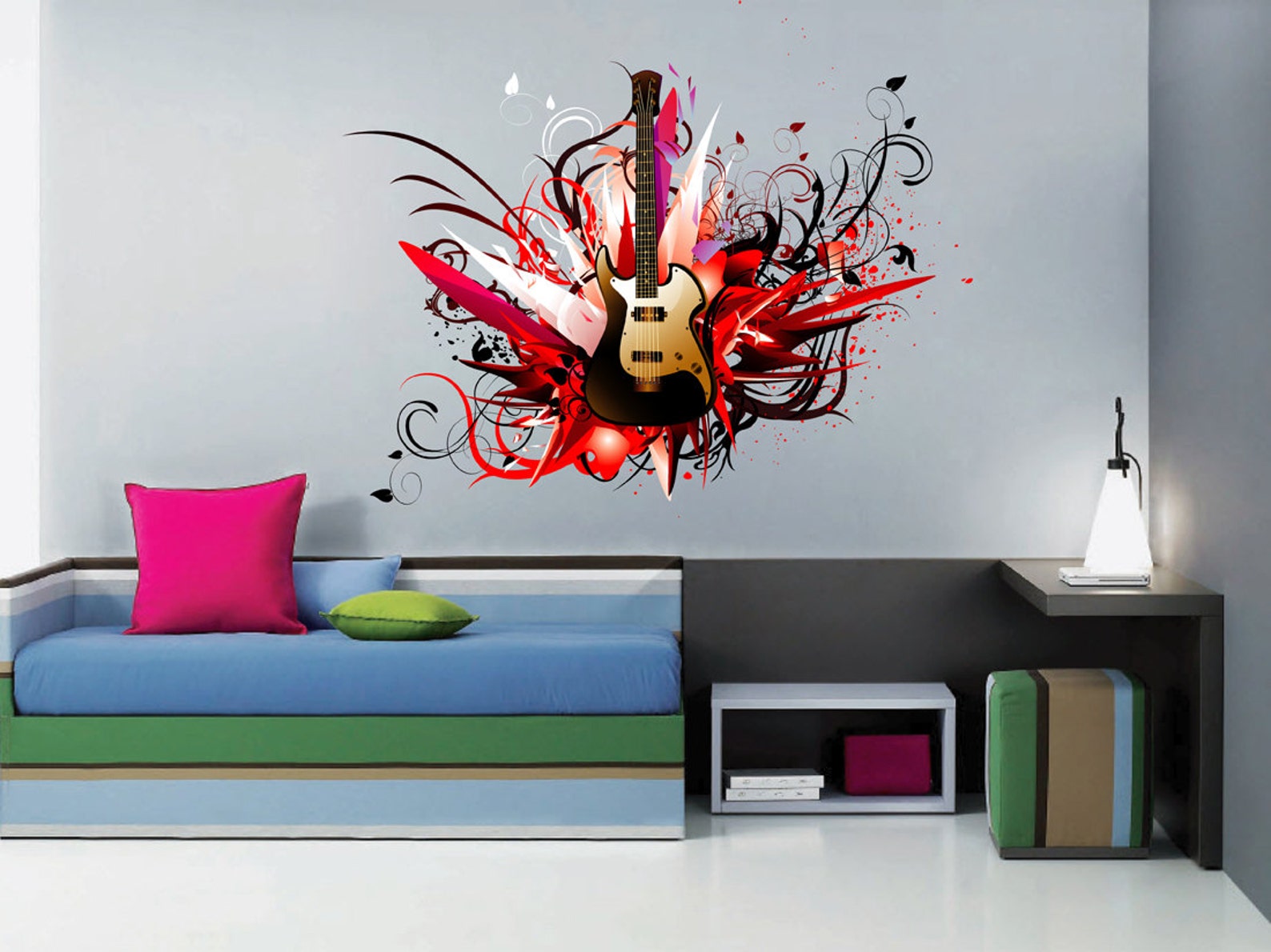 Kcik533 Full Color Wall decal bass guitar music rock Monogram Etsy