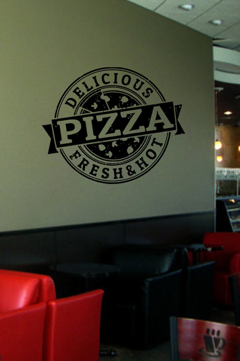 Pizza Emblem Decal Pizzeria Logo Vinyl Sticker Window Sign Cooking Art Decorations For Italian Restaurant Cafe Kitchen Dinning Decor Kik1075