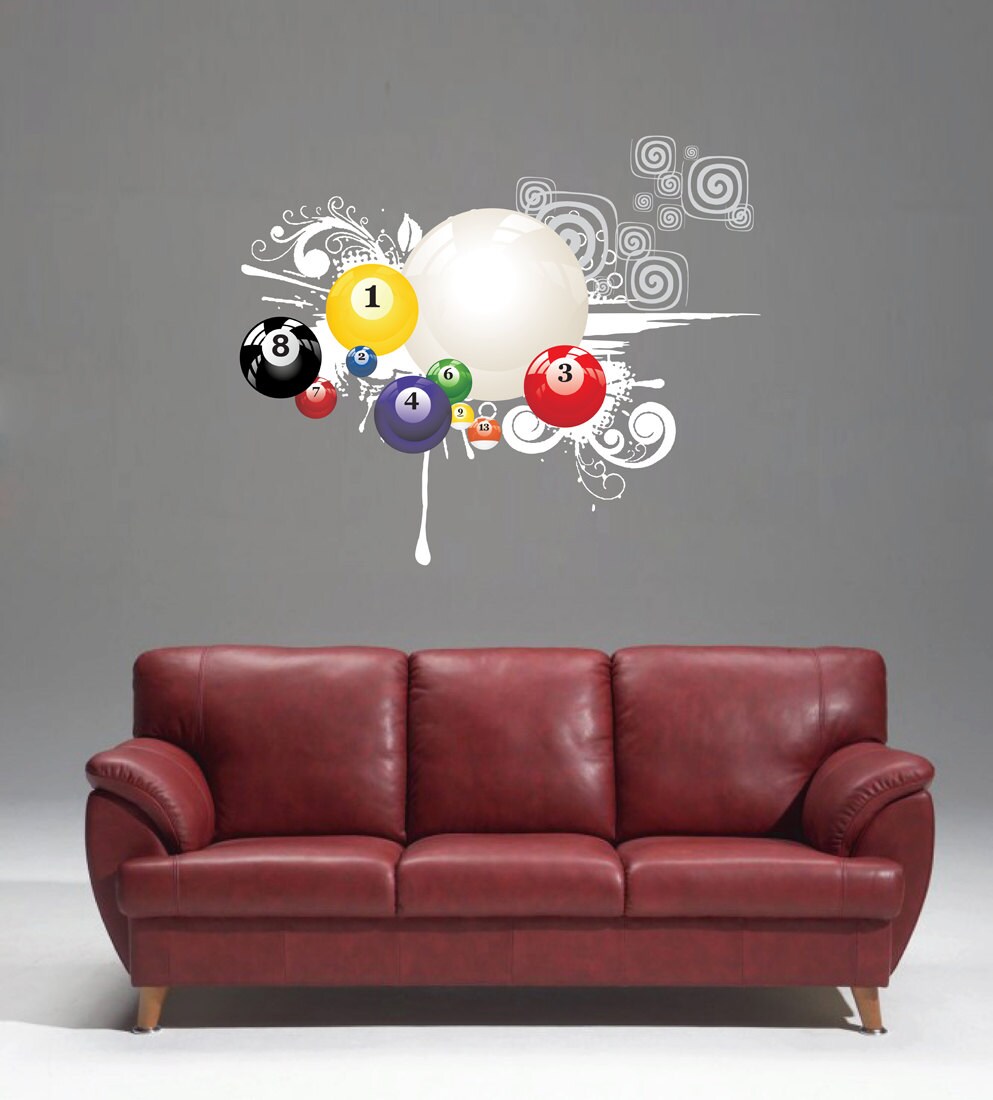 Pool wall Decals Pool Room Decor Billiards Wall Decals Etsy