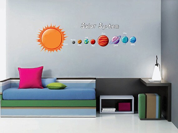 Kcik172 Full Color Wall Decal Solar System Planets Mars Saturn Pluto Land Children S Bedroom