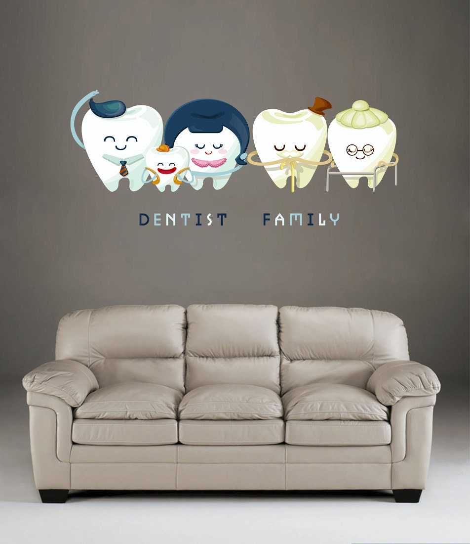 Kcik513 Full Color Wall decal Teeth Family Dentist dental Etsy