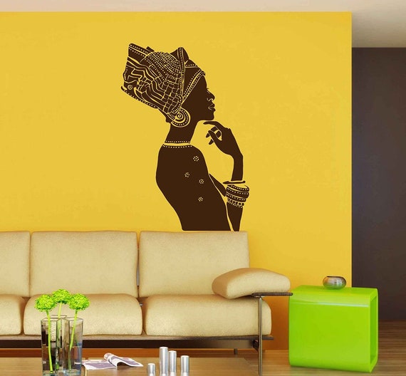 African woman wall decals Afro Wall Decal African Art Afro Etsy