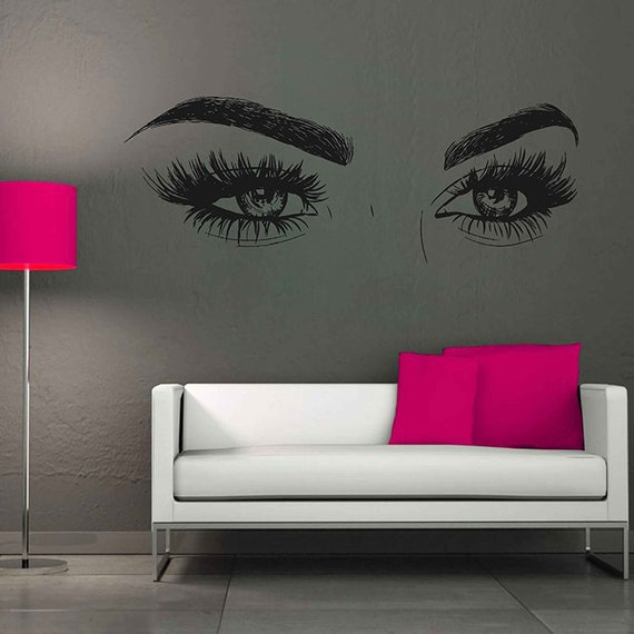 Eyes Wall Decals Eyelashes Wall Sticker Make Up Wall Decal Etsy