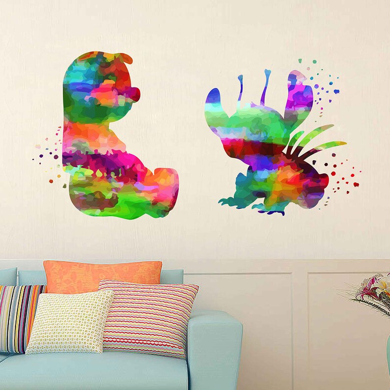 Cik2086 Wall Decal Lilo Stitch Art Walt Disney Vinyl Sticker Decals Nursery Kids