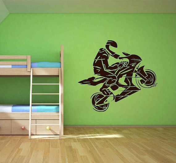 Motocross Wall Decals Dirt Bike Decor Motocross Decor Dirt Bike Wall Decal Dirtbike Decor Bedroom Home Decor Decals Ik3456