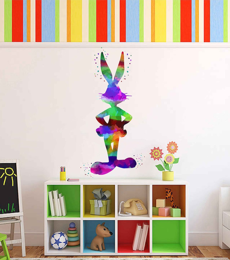 Wall decal Bugs Bunny Vinyl Stickers Cartoon Bugs Bunny Wall Sticker Wall Decor kids decals childrens decals Kids Bedroom Decal kcik2016