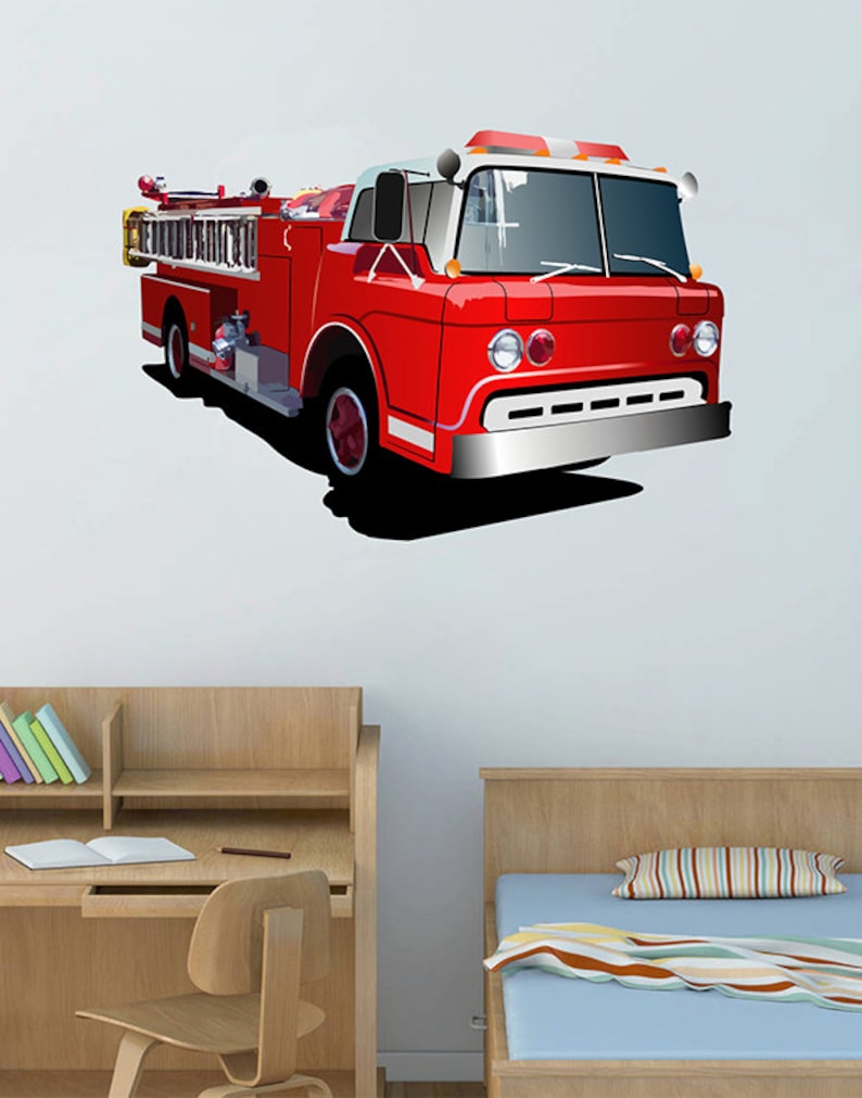 Kcik74 Full Color Wall decal Fire Truck Transport bedroom Etsy