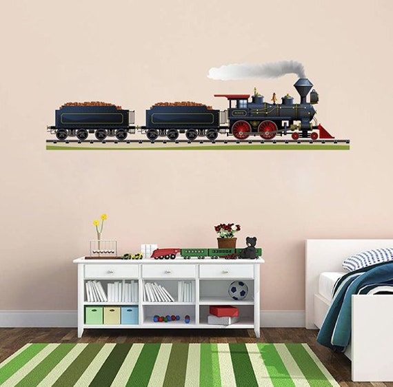 Train Wall Decal Locomotive Wall Decals Vinyl Sticker Interior Home Decor Vinyl Art Wall Decor Bedroom Nursery Kids Baby Decor Kcik177