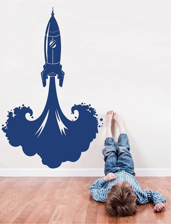 Rocket Ship wall Decals Spaceship Wall Decal Space Decor Boys Etsy
