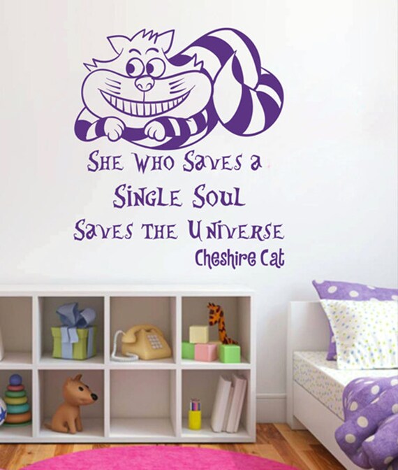 Cheshire Cat Quote Wall Decal Alice In Wonderland Wall Decals Quotes Cheshire Cat Sticker Inspirational Quote Nursery Home Decor Kik2582