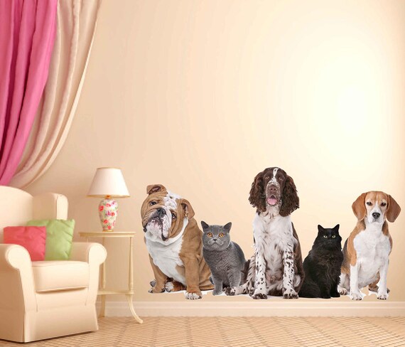 Dogs Wall Decals Cats Wall Decor Animals Wall Decals Dogs Full Color Decals Dogs Art Sticker Veterinary Clinic Decor Home Decor Cik2202