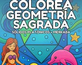 Libro imprimible para colorear (A4): Sólidos Platónicos + Merkaba