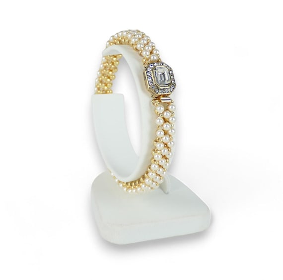 Handmade Gold Seed Bead Bracelet with Swarovski Pearls