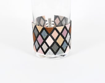 Handmade cuff bracelet - peyote stitch - multi coloured - Miyuki seed beads