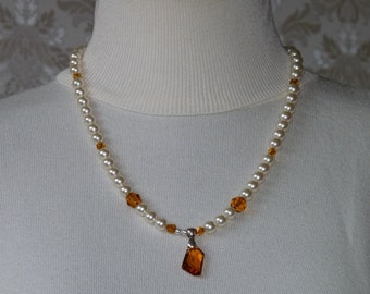 Swarovski pearl necklace, handmade, pearls, Swarovski pendant, Swarovski crystal pearls, pearl necklace