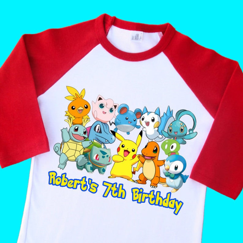 Pokemon Birthday Raglan Shirt. Pokemon Personalized Birthday | Etsy