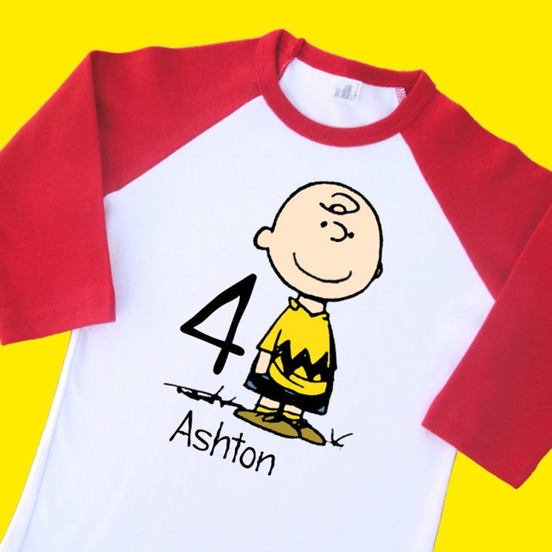 Charlie Brown Birthday Shirt. Personalized Raglan with Name Etsy